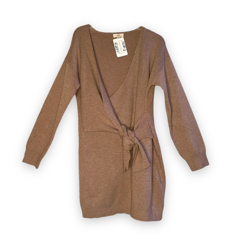 Entro Sweater Dress Camel Tan Oversized Soft Stretch Knit Luxe Small
